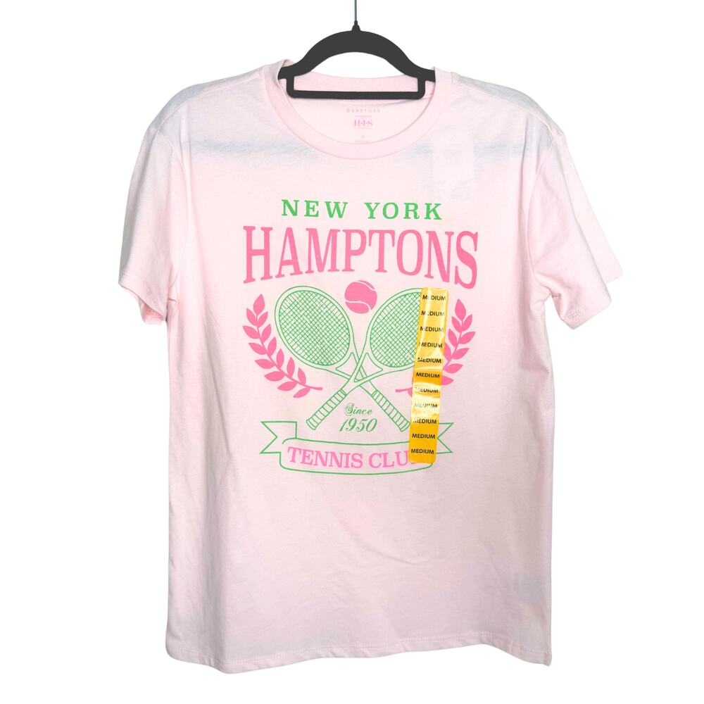 Hamptons Destinations Tennis Club Short Sleeve Graphic Tee Medium Pink T-Shirt